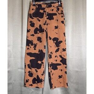 Pretty Garbage Cow Print Jeans Size S Brown & Black